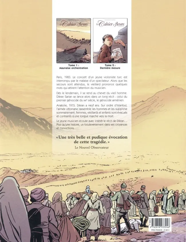 Verso de l'album Le Cahier à fleurs 1915-2015 Centenaire du génocide arménien