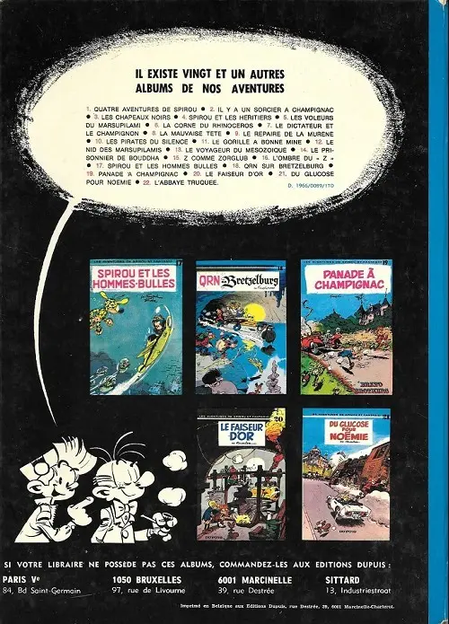 Verso de l'album Spirou et Fantasio Tome 13 Le voyageur du mésozoïque