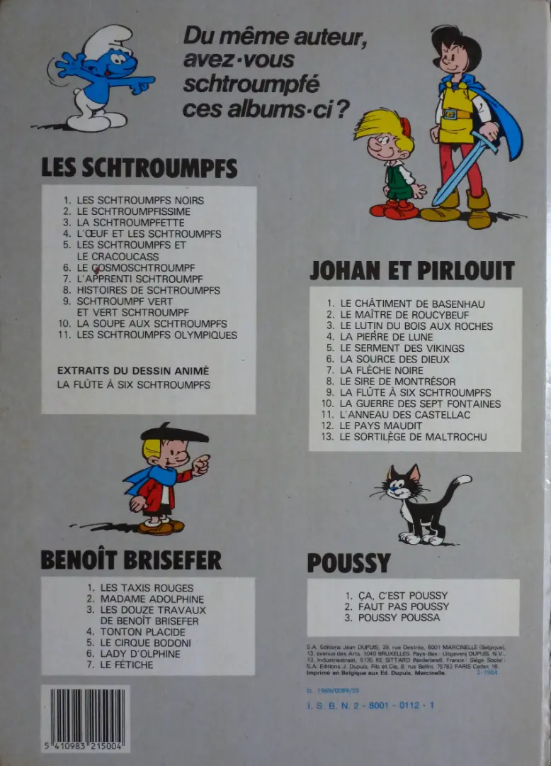 Verso de l'album Les Schtroumpfs Tome 5 Les Schtroumpfs et le Cracoucass et un Schtroumpf pas comme les autres