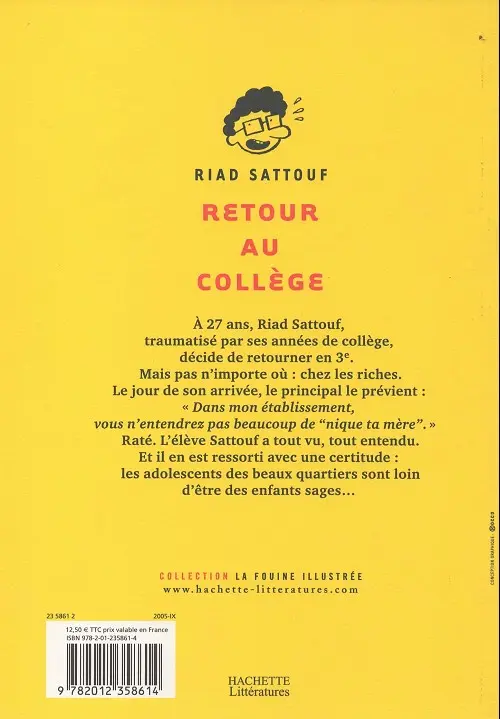 Verso de l'album Retour au collège