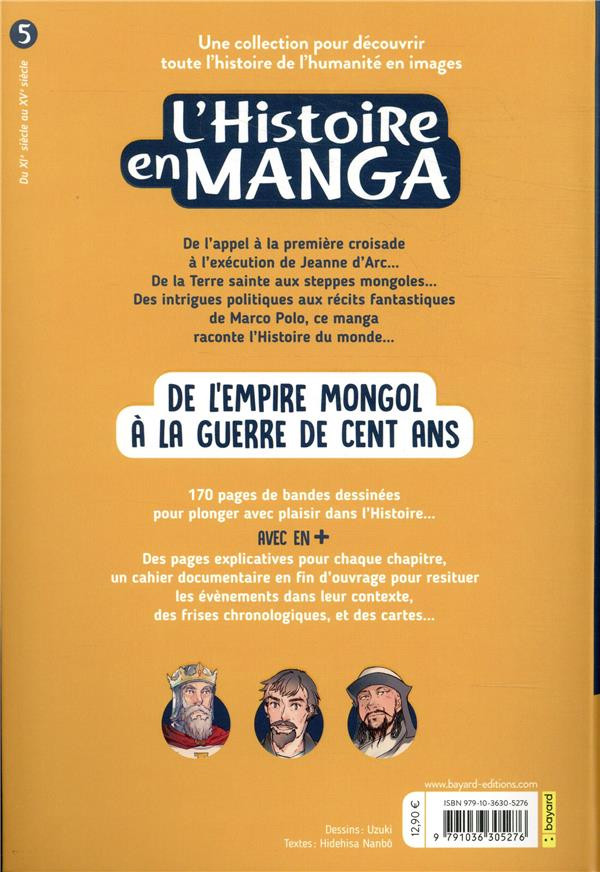 Verso de l'album L'histoire en manga 5 De l'empire mongol à la guerre de 100 ans