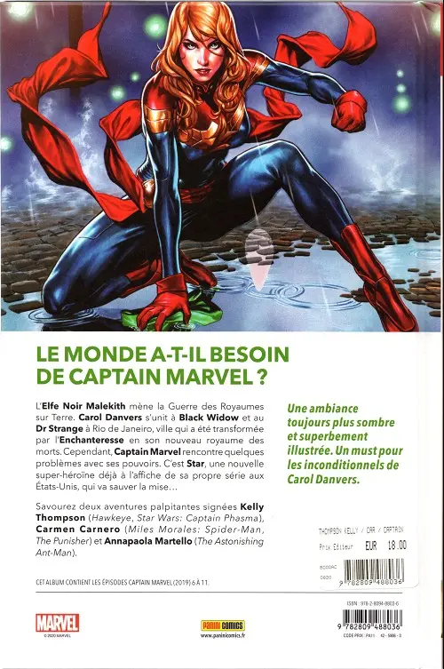Verso de l'album Captain Marvel 2 La chute d'une étoile