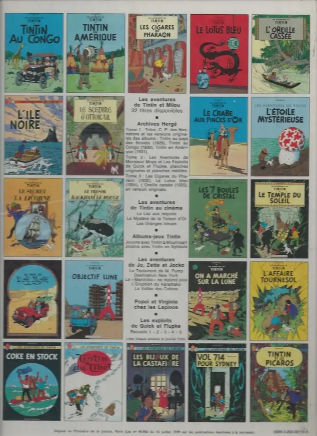 Verso de l'album Tintin Tome 14 Le temple du soleil