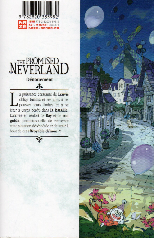 Verso de l'album The Promised Neverland 11 Dénouement