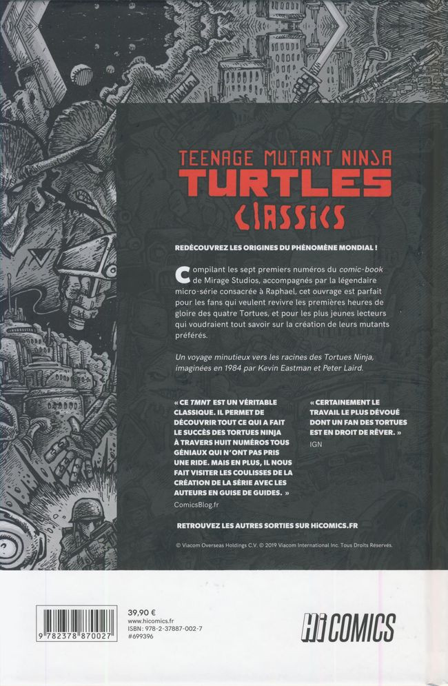 Verso de l'album Teenage Mutant Ninja Turtles Classics Tome 1 Les Origines