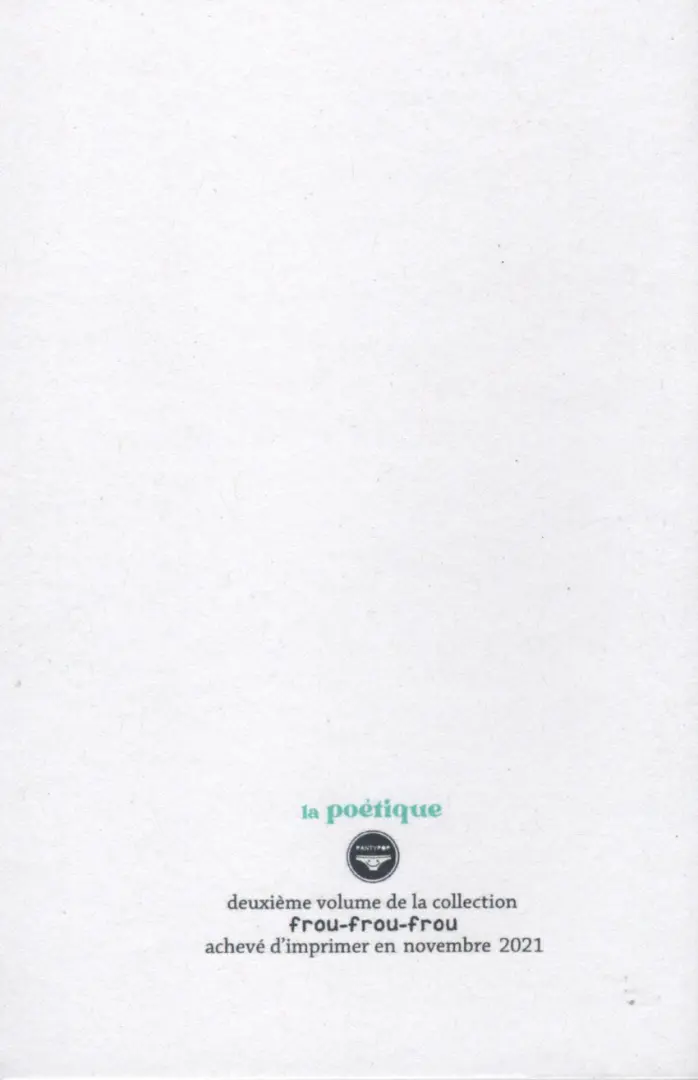 Verso de l'album La Poétique
