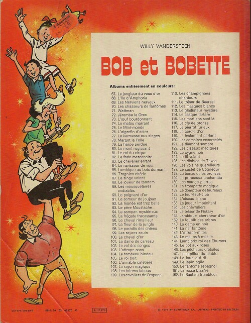 Verso de l'album Bob et Bobette Tome 118 Le cercle d'or