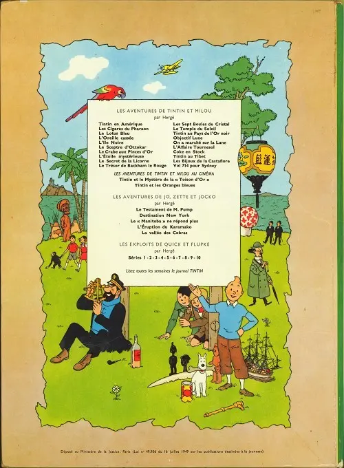 Verso de l'album Tintin Tome 18 L'affaire Tournesol