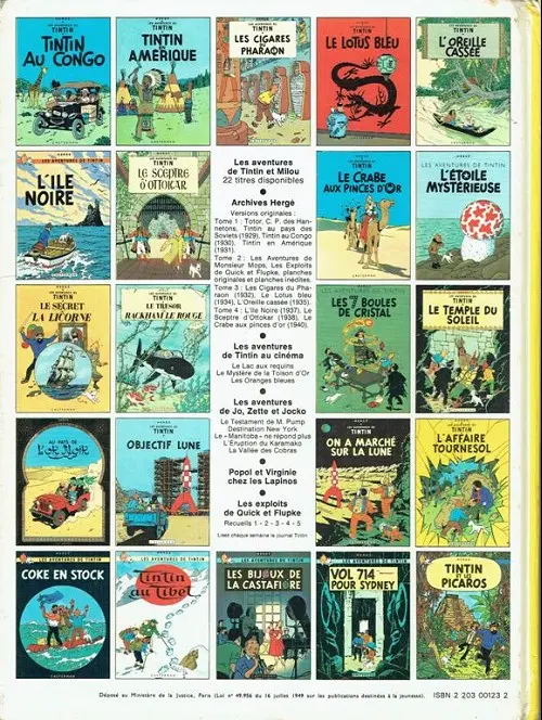 Verso de l'album Tintin Tome 23 Tintin et les Picaros