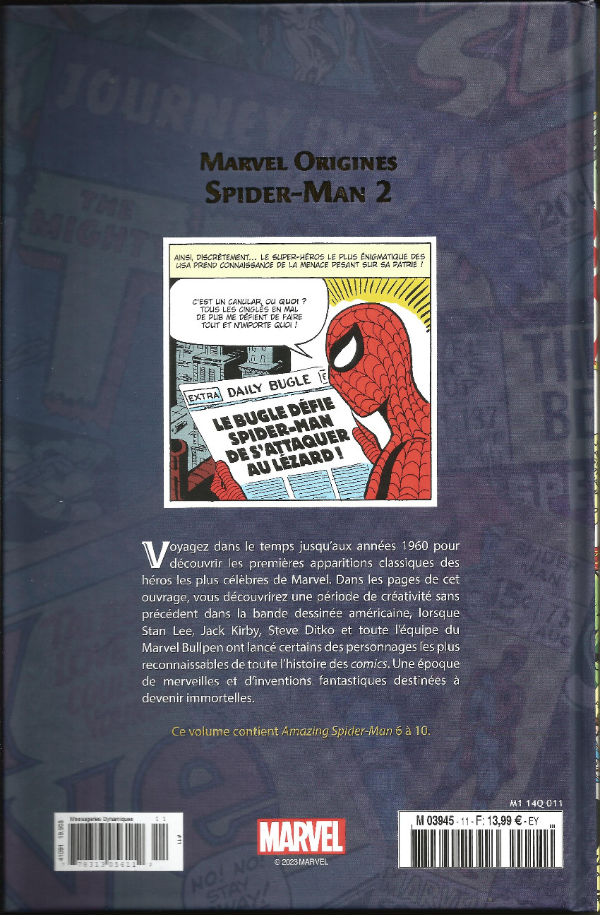 Verso de l'album Marvel Origines N° 11 Spider-Man 2 (1963)