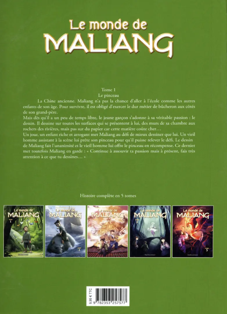 Verso de l'album Le Monde de MaLiang Tome 1 Le pinceau