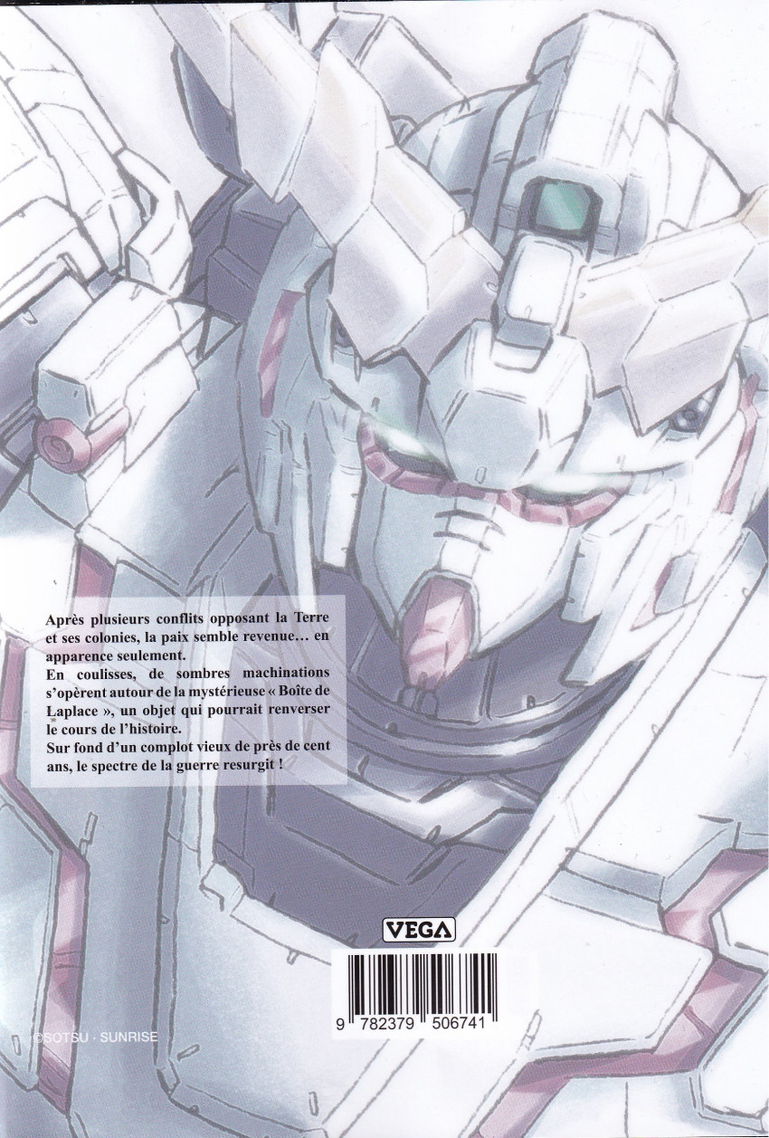 Verso de l'album Mobile Suit Gundam - Unicorn 1