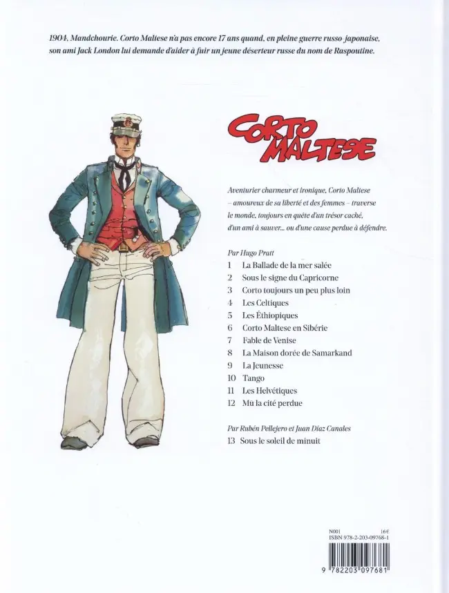 Verso de l'album Corto Maltese Tome 9 La jeunesse