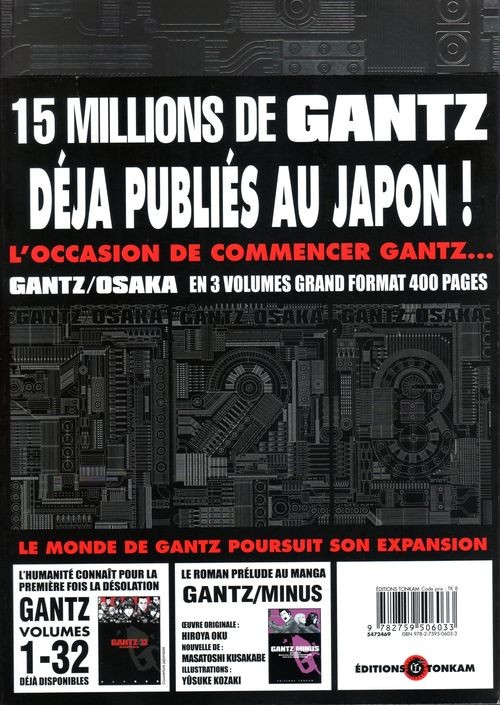 Verso de l'album Gantz/Osaka 1