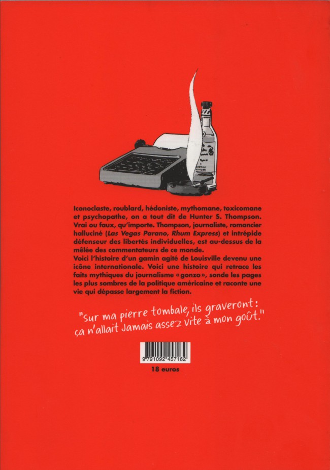 Verso de l'album Gonzo - Une biographie de Hunter S. Thompson