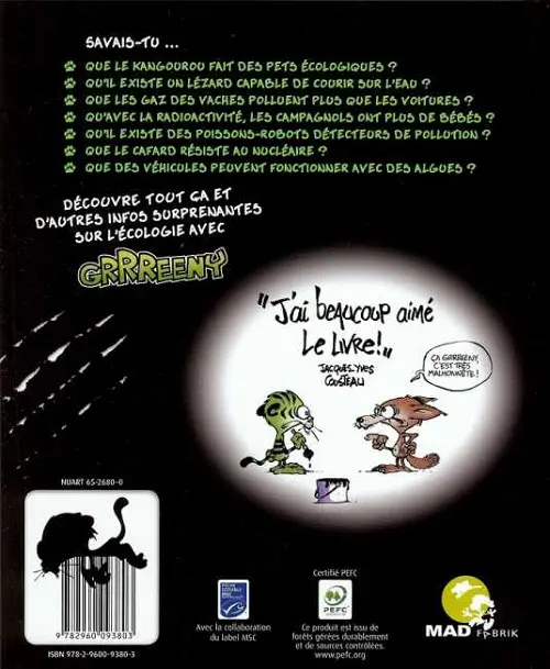 Verso de l'album Grrreeny Sors tes griffes pour ta planète