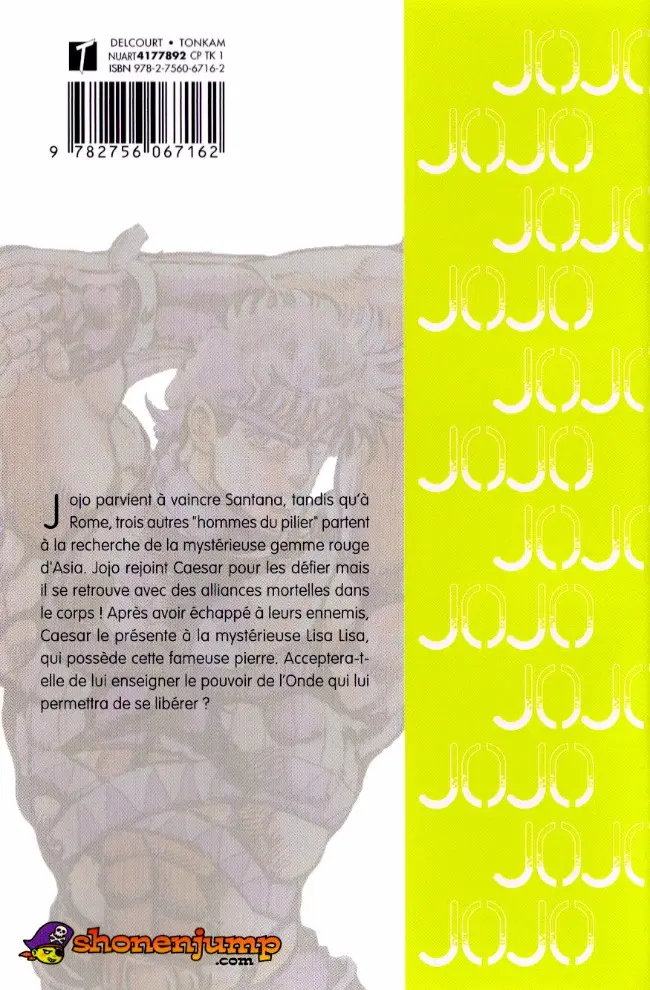 Verso de l'album Jojo's Bizarre Adventure - Battle Tendency 3 La dernière épreuve !