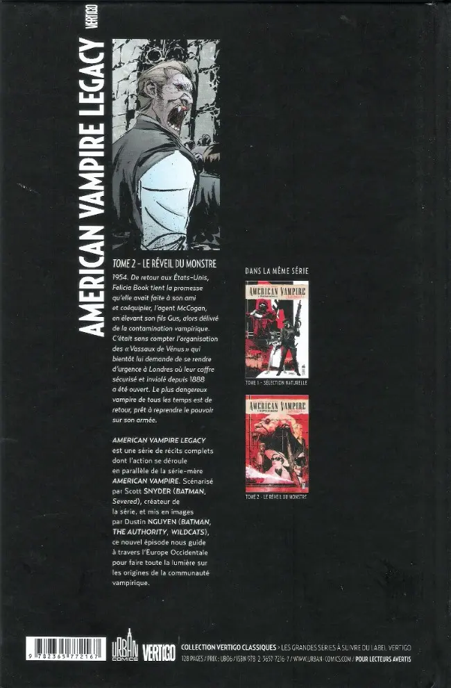 Verso de l'album American Vampire Legacy Tome 2 Le réveil du monstre