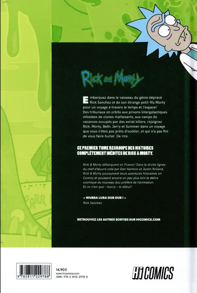 Verso de l'album Rick and Morty Tome 1