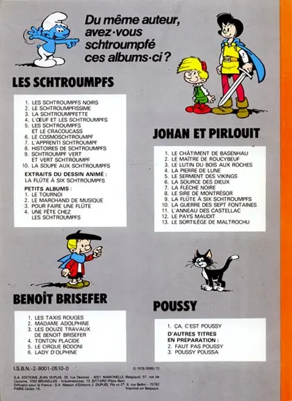 Verso de l'album Les Schtroumpfs Tome 10 La soupe aux Schtroumpfs