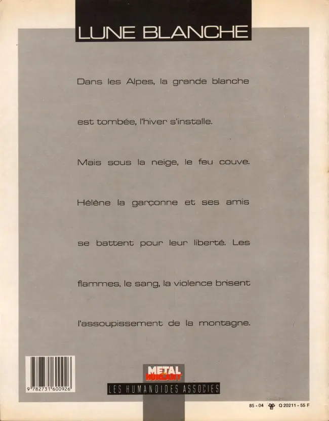 Verso de l'album Armalite 16 Tome 2 Lune Blanche