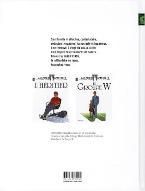 Verso de l'album Largo Winch Cycle 1 L'héritier / Le groupe W
