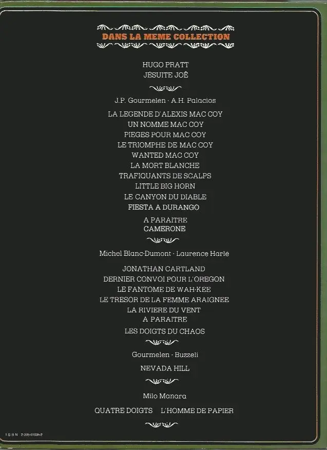 Verso de l'album Mac Coy Tome 4 Le triomphe de Mac Coy