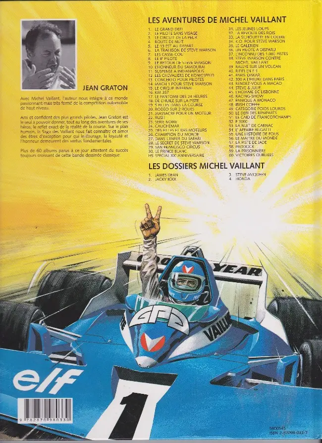 Verso de l'album Michel Vaillant Tome 10 L'honneur du Samouraï