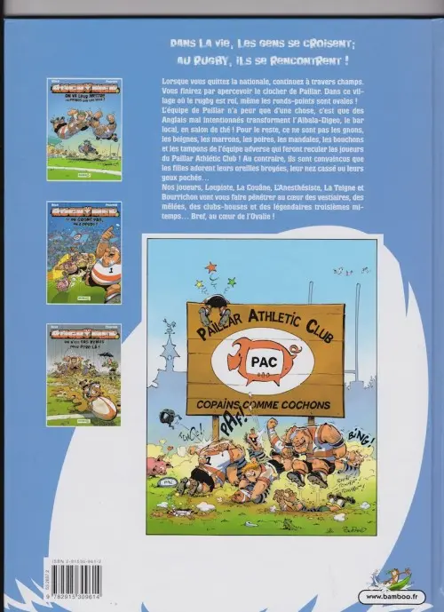 Verso de l'album Les Rugbymen Tome 1 On va leur mettre les poings sur les yeux !