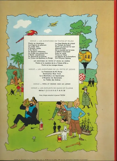 Verso de l'album Tintin Tome 9 Le crabe aux pinces d'or