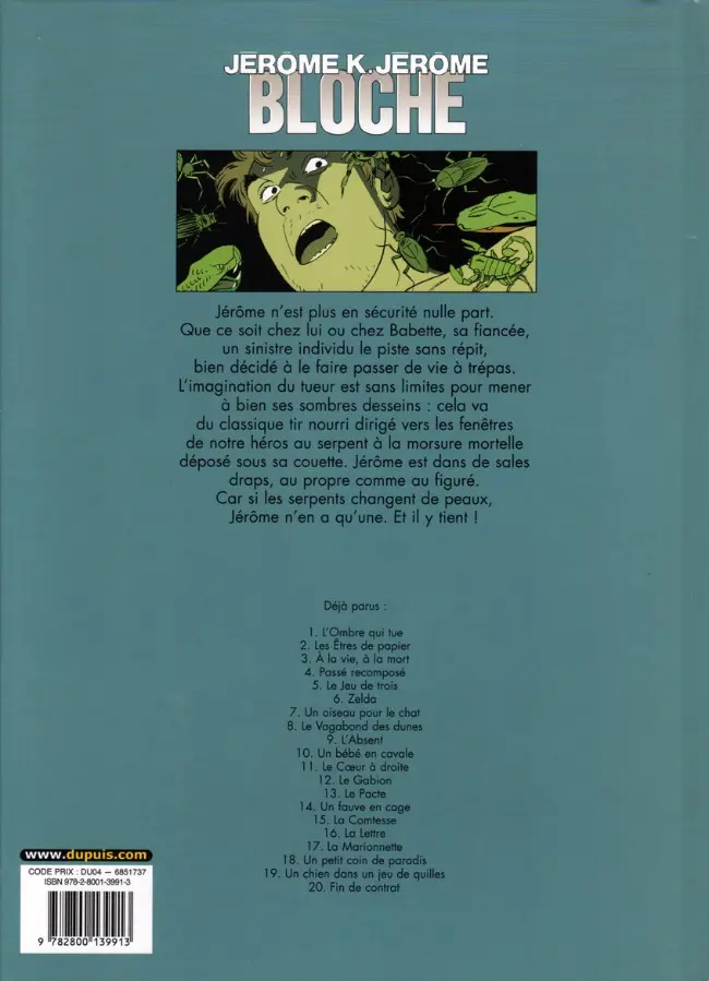 Verso de l'album Jérôme K. Jérôme Bloche Tome 20 Fin de contrat