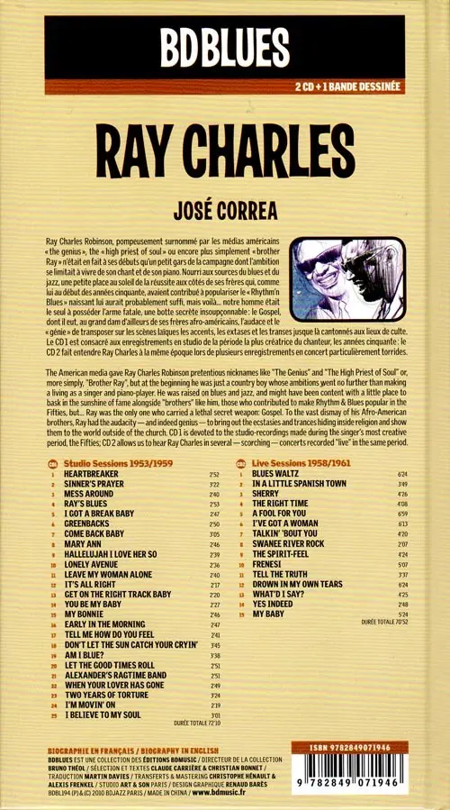 Verso de l'album BD Blues Tome 15 Ray Charles