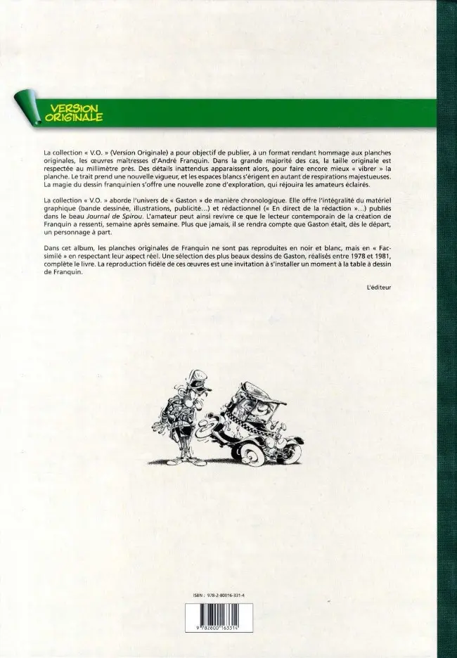 Verso de l'album Gaston L'intégrale (Version Originale) Tome 15 Gaston 1978-1981