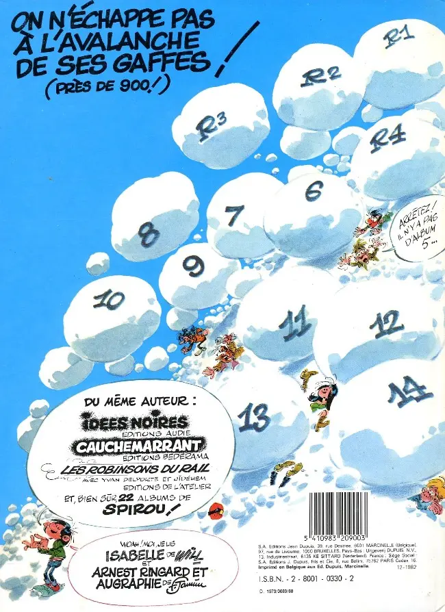 Verso de l'album Gaston Tome 11 Gaffes, bévues et boulettes