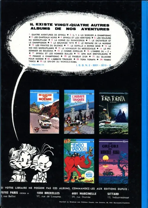 Verso de l'album Spirou et Fantasio Tome 13 Le voyageur du mésozoïque