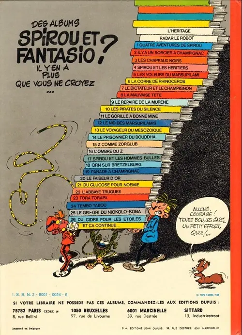 Verso de l'album Spirou et Fantasio Tome 22 L'abbaye truquée