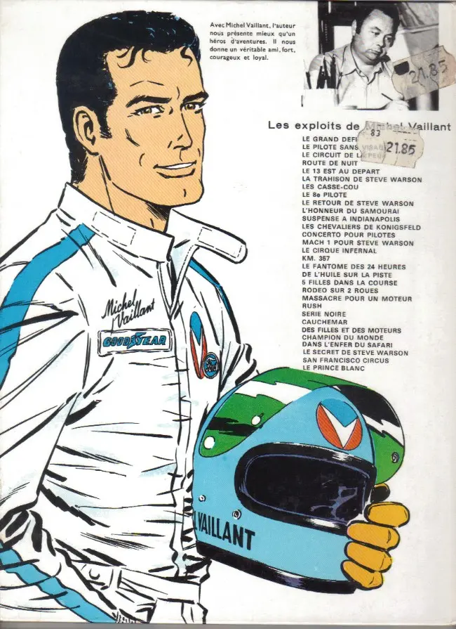 Verso de l'album Michel Vaillant Tome 28 Le secret de Steve Warson