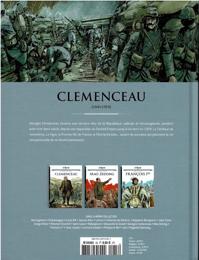 Verso de l'album Les grands personnages de l'Histoire en bandes dessinées Tome 18 Clemenceau