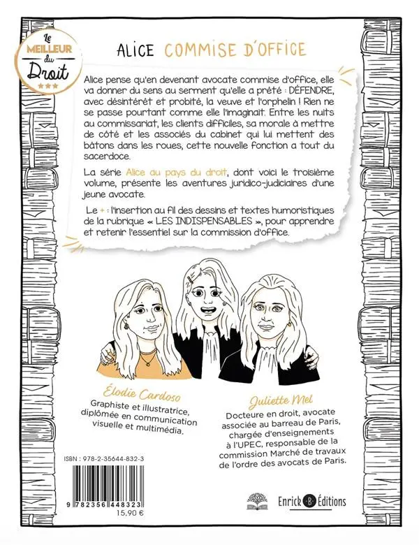 Verso de l'album Alice au pays du droit 3 Alice commise d'office