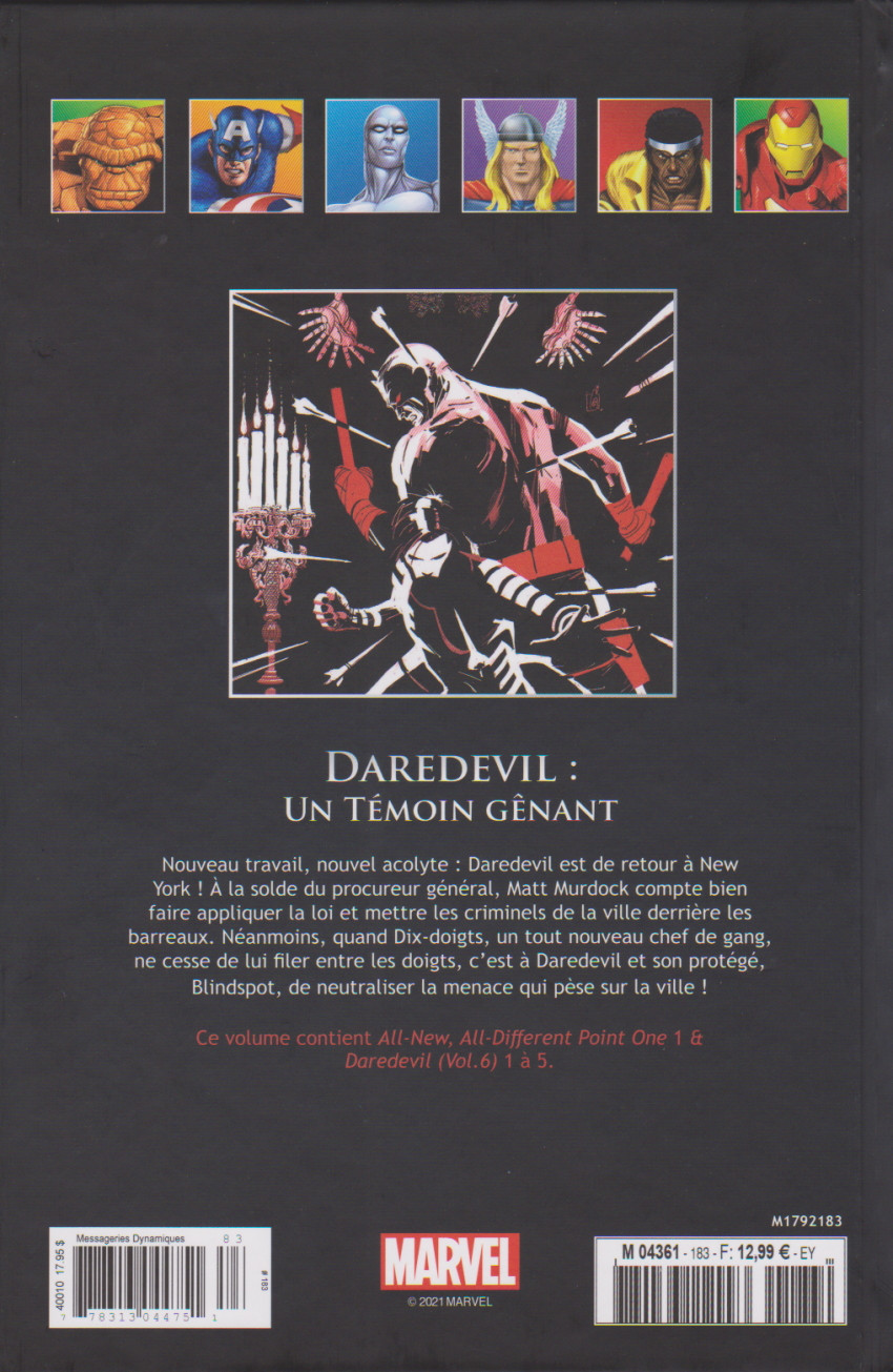 Verso de l'album Marvel Comics - La collection de référence Tome 183 Daredevil : Un Témoin Gênant