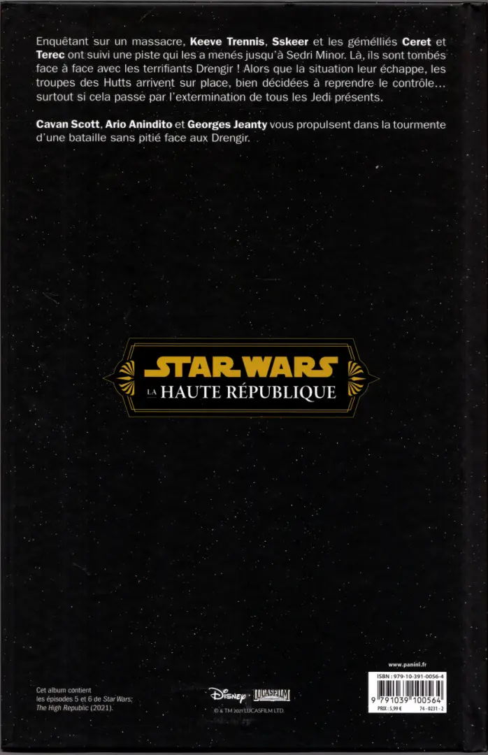 Verso de l'album Star Wars - La Haute République Phase I Tome 3 L'attaque des Hutts
