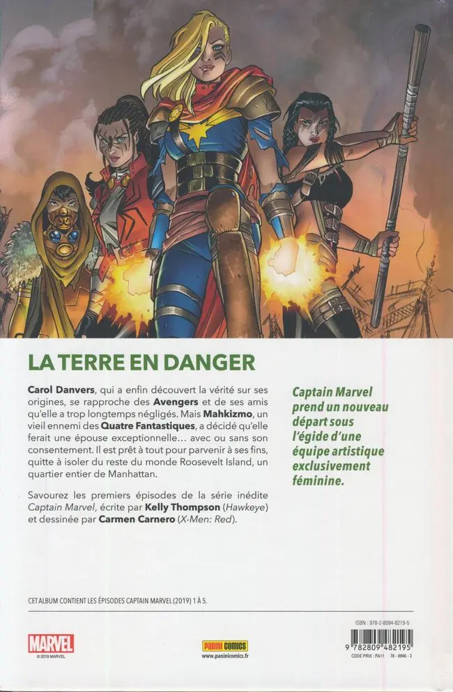 Verso de l'album Captain Marvel 1 Rentrée atmosphérique