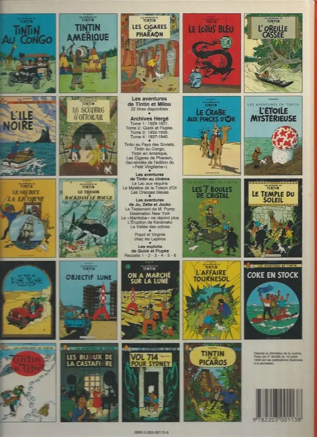 Verso de l'album Tintin Tome 14 Le temple du soleil