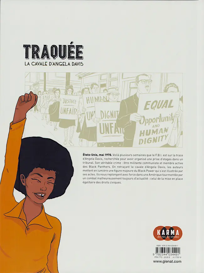 Verso de l'album Traquée La cavale d'Angela Davis