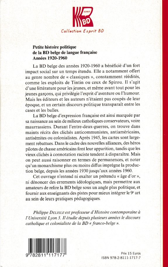 Verso de l'album Petite histoire politique de la bd belge de langue française Années 1920-1960