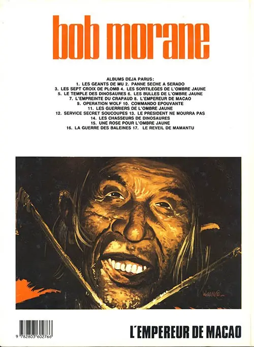 Verso de l'album Bob Morane Tome 27 L'Empereur de Macao