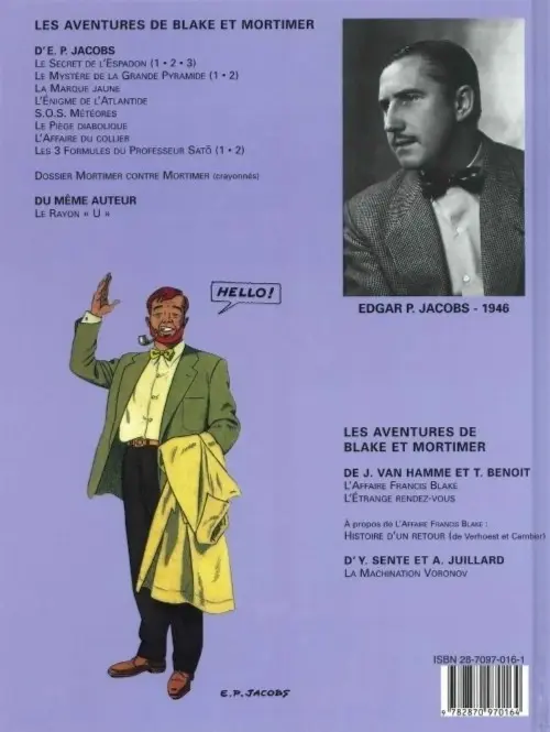 Verso de l'album Blake et Mortimer Tome 11 Les 3 formules du Professeur Satô - Tome 1