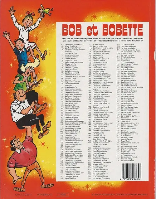 Verso de l'album Bob et Bobette Tome 100 Le cheval d'or