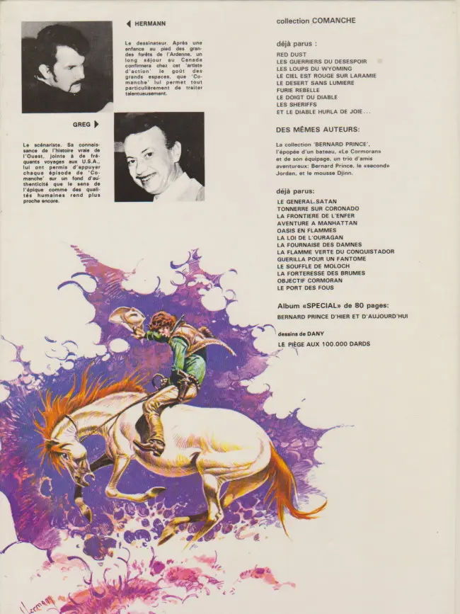 Verso de l'album Comanche Tome 2 Les guerriers du désespoir
