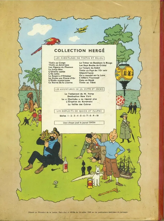 Verso de l'album Tintin Tome 18 L'affaire Tournesol
